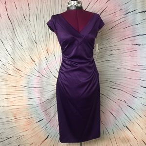 Maggie London deep purple satin dress